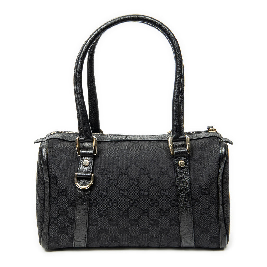 Shoulder Bag Abbey Boston Black Monogrammed Canvas