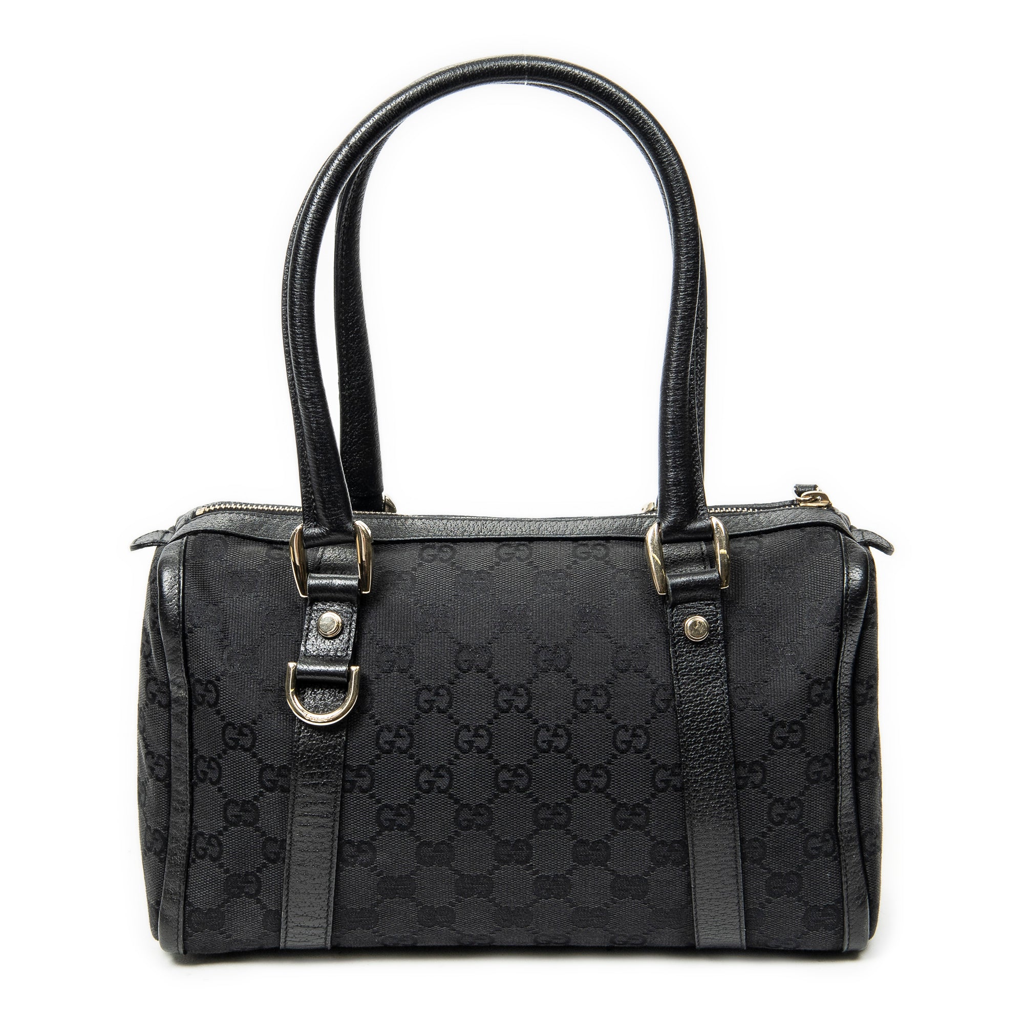 Shoulder Bag Abbey Boston Black Monogrammed Canvas