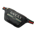 Waist Bag Web Logo Belt Bag Black Grained Calfskin Leather