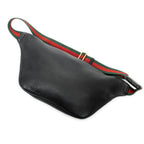 Waist Bag Web Logo Belt Bag Black Grained Calfskin Leather