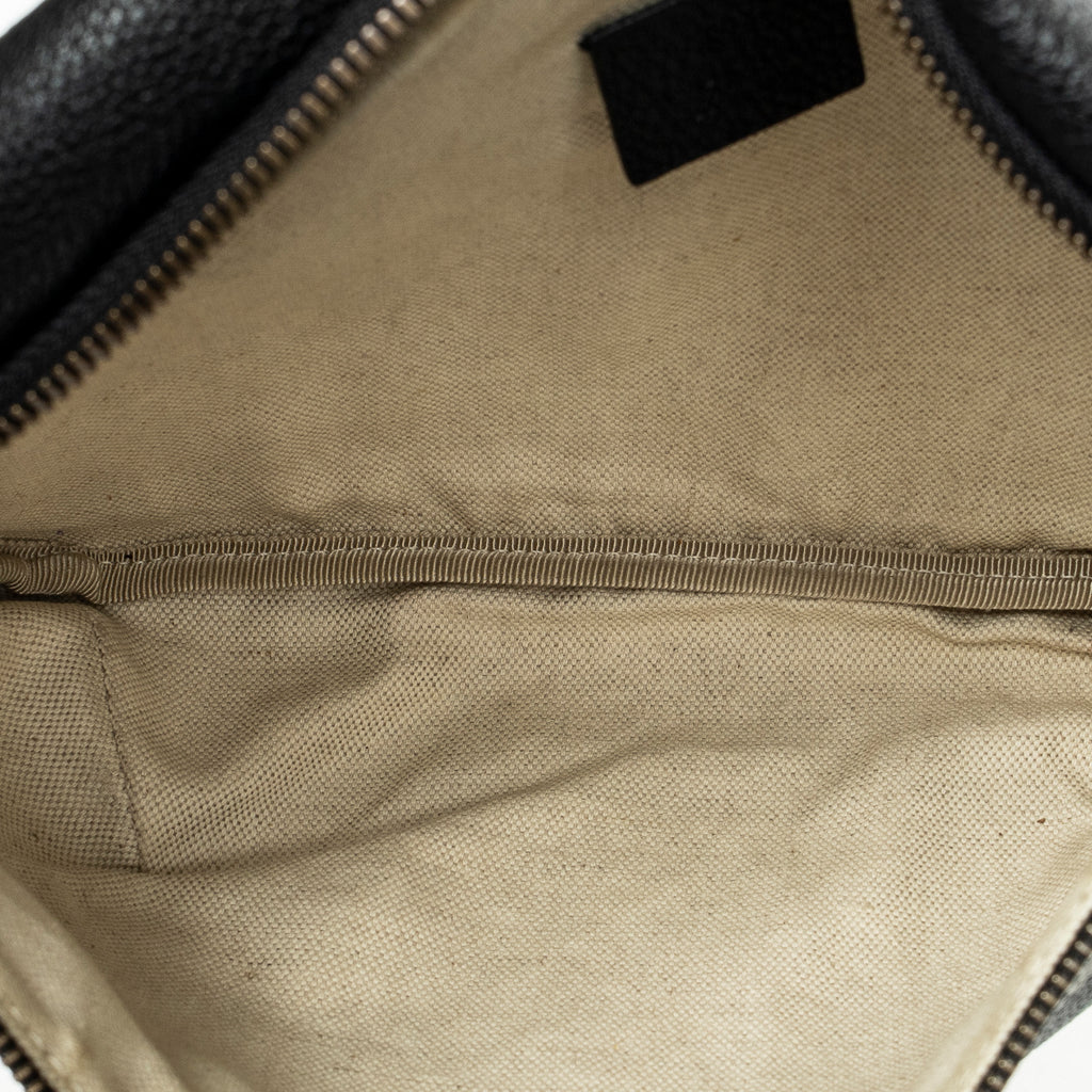 Waist Bag Web Logo Belt Bag Black Grained Calfskin Leather