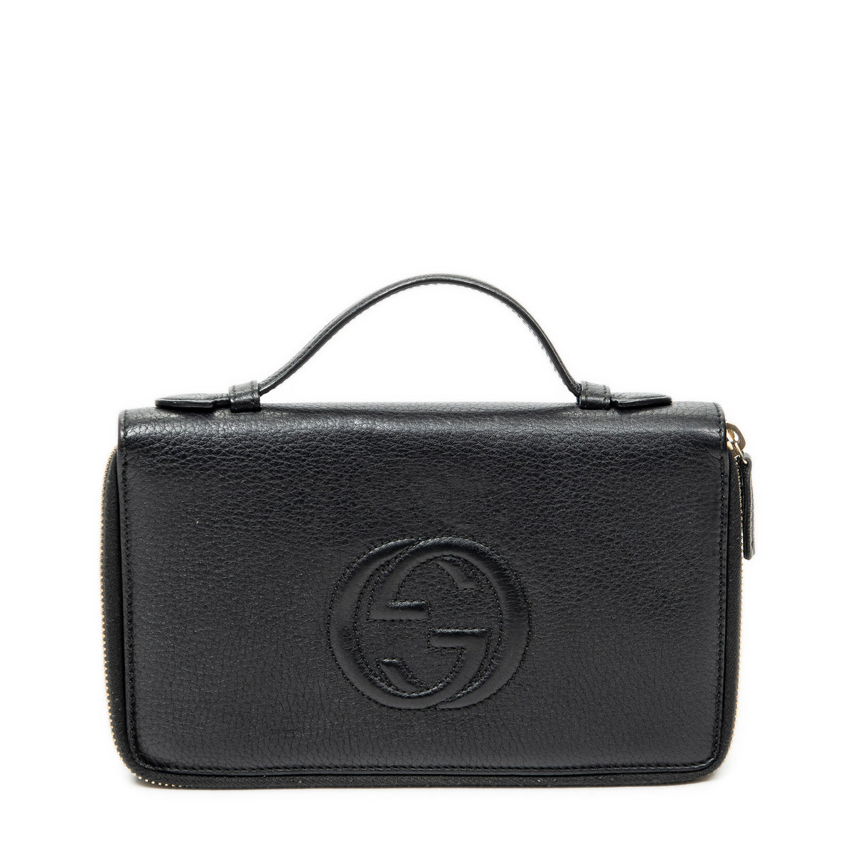 Handbag Soho Travel Document Case Black Calfskin Leather