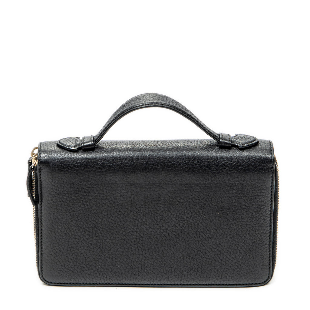 Handbag Soho Travel Document Case Black Calfskin Leather