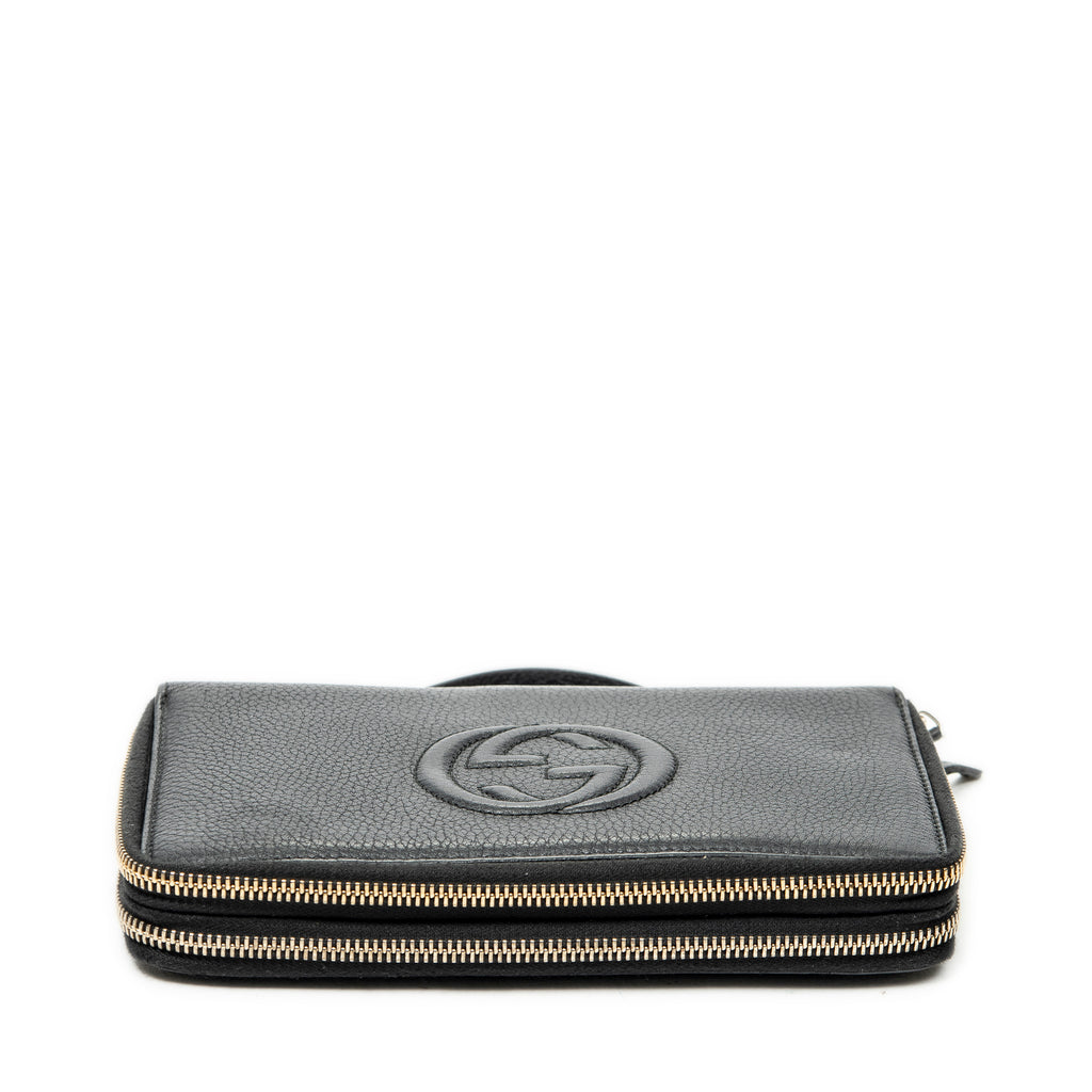 Handbag Soho Travel Document Case Black Calfskin Leather