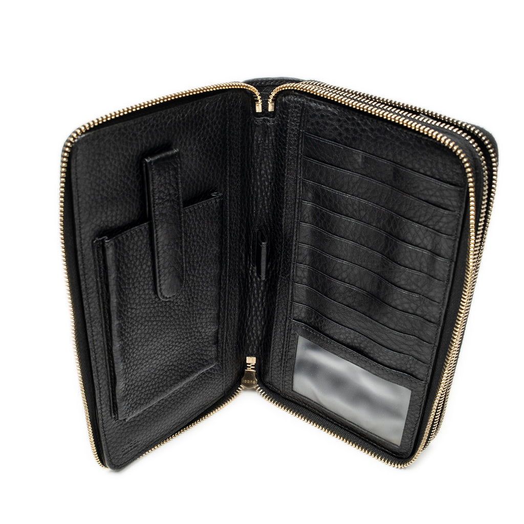Handbag Soho Travel Document Case Black Calfskin Leather