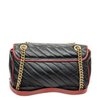 Shoulder Bag Small GG Marmont Flap Black Quilted Calfskin Leather