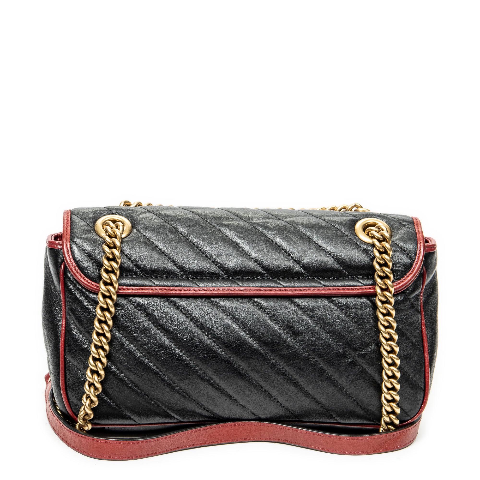 Shoulder Bag Small GG Marmont Flap Black Quilted Calfskin Leather