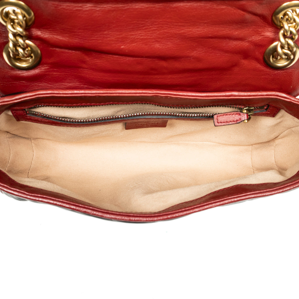 Shoulder Bag Small GG Marmont Flap Black Quilted Calfskin Leather