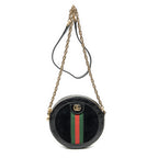 Shoulder Bag Mini Ophidia Round Crossbody Black Suede Leather