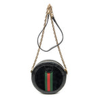 Shoulder Bag Mini Ophidia Round Crossbody Black Suede Leather