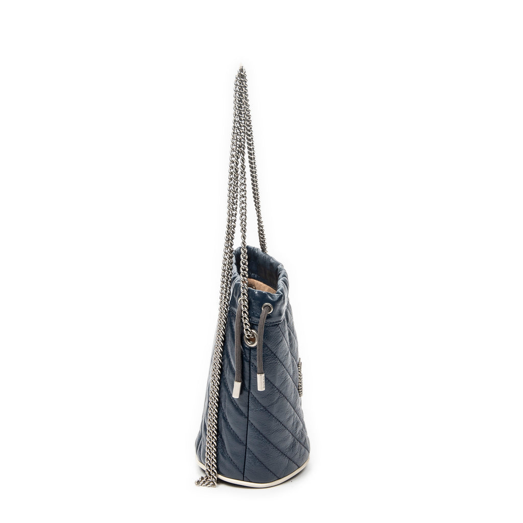 Shoulder Bag GG Marmont Torchon Bucket Bag Navy Quilted Calfskin Leather