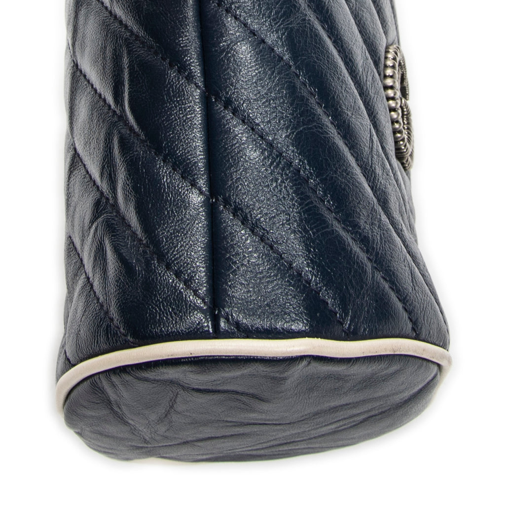 Shoulder Bag GG Marmont Torchon Bucket Bag Navy Quilted Calfskin Leather