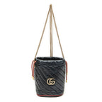 Shoulder Bag GG Marmont Torchon Bucket Bag Black Quilted Calfskin Leather