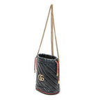 Shoulder Bag GG Marmont Torchon Bucket Bag Black Quilted Calfskin Leather