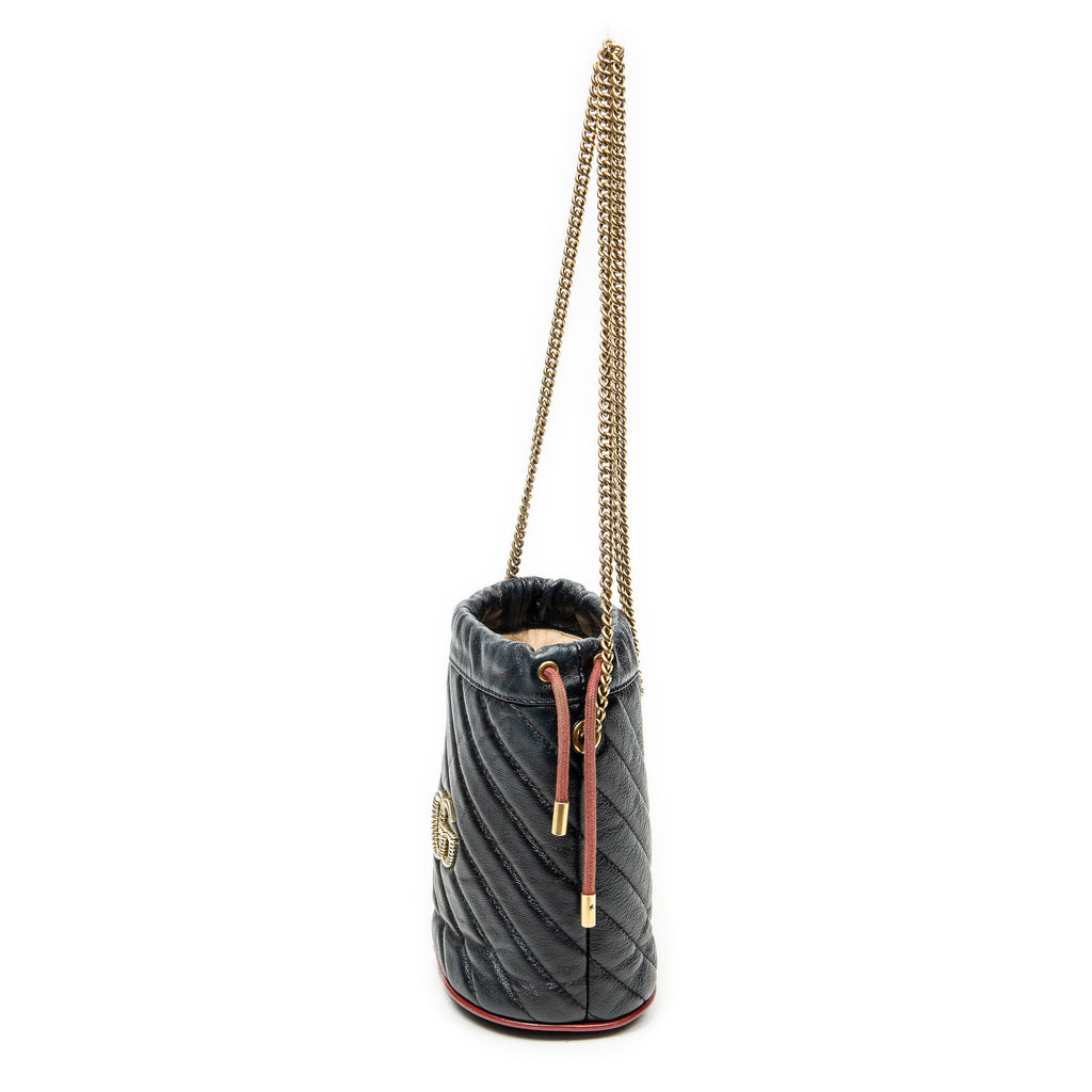Shoulder Bag GG Marmont Torchon Bucket Bag Black Quilted Calfskin Leather