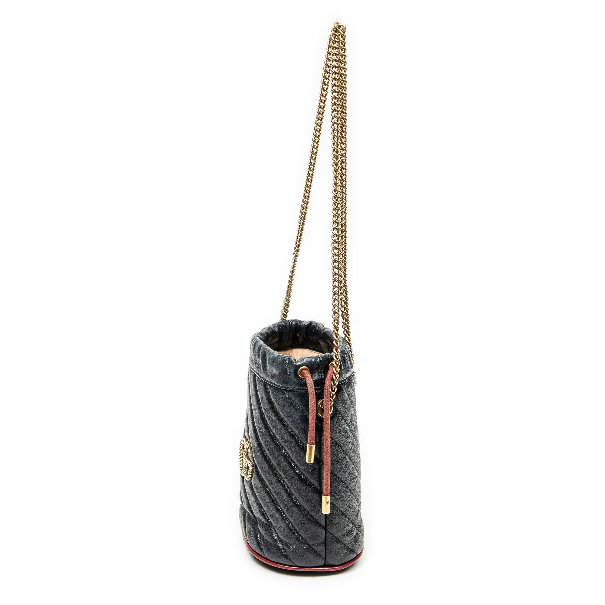 Shoulder Bag GG Marmont Torchon Bucket Bag Black Quilted Calfskin Leather