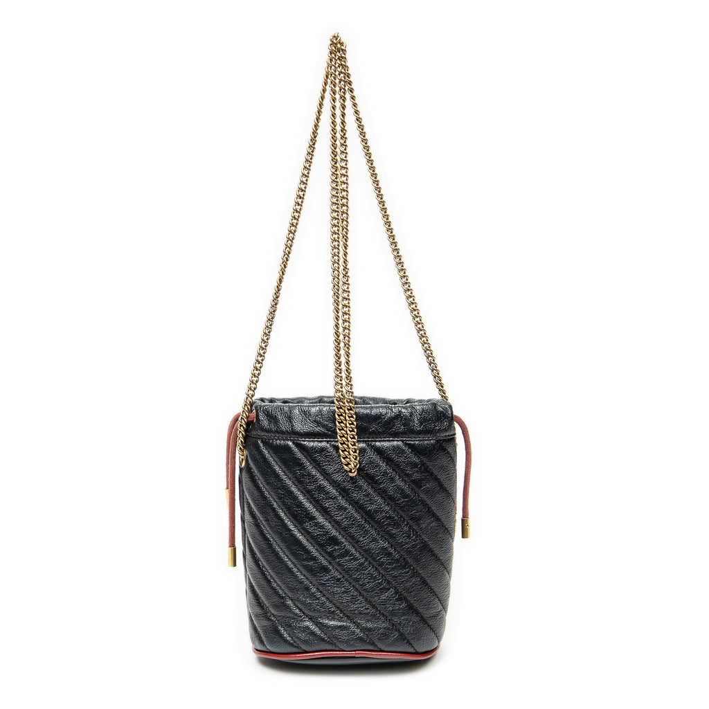 Shoulder Bag GG Marmont Torchon Bucket Bag Black Quilted Calfskin Leather