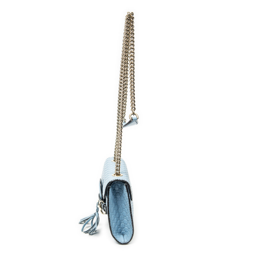 Shoulder Bag Small Emily Chain Bag Blue Microguccissima Leather