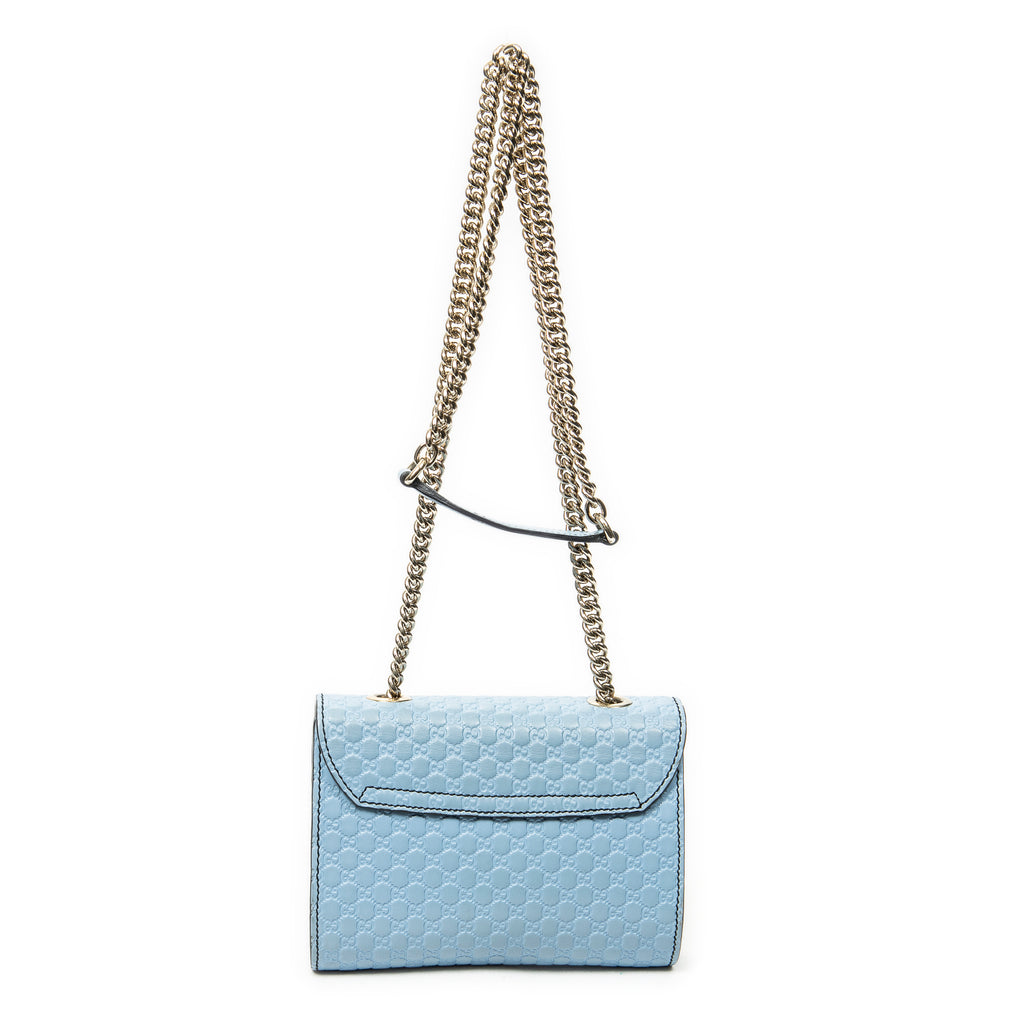 Shoulder Bag Small Emily Chain Bag Blue Microguccissima Leather