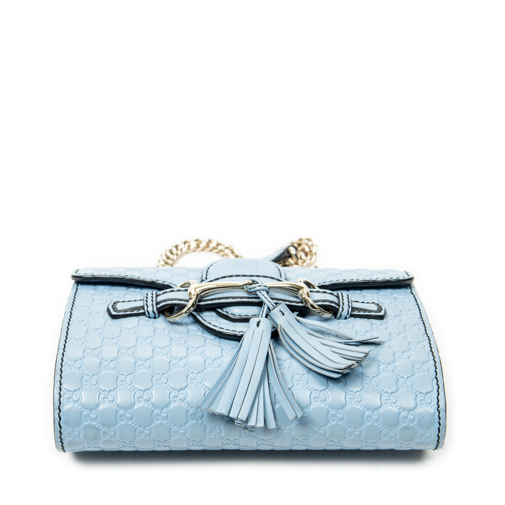 Shoulder Bag Small Emily Chain Bag Blue Microguccissima Leather