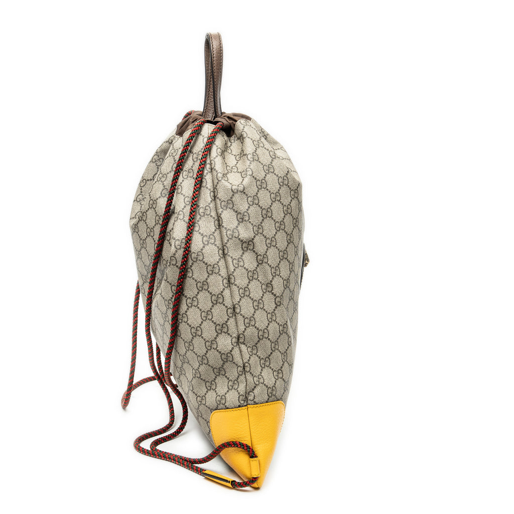 Backpack Web Logo Drawstring Backpack Beige Supreme Coated Canvas