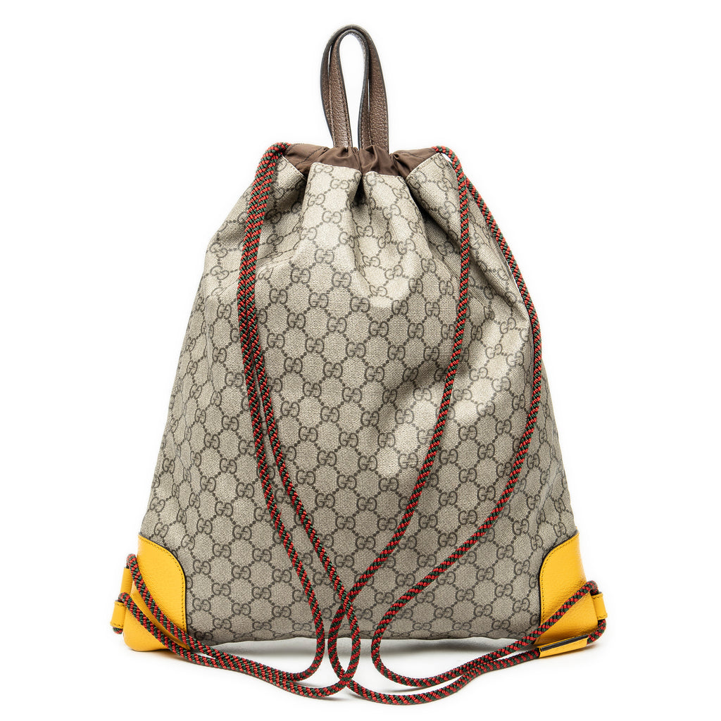 Backpack Web Logo Drawstring Backpack Beige Supreme Coated Canvas