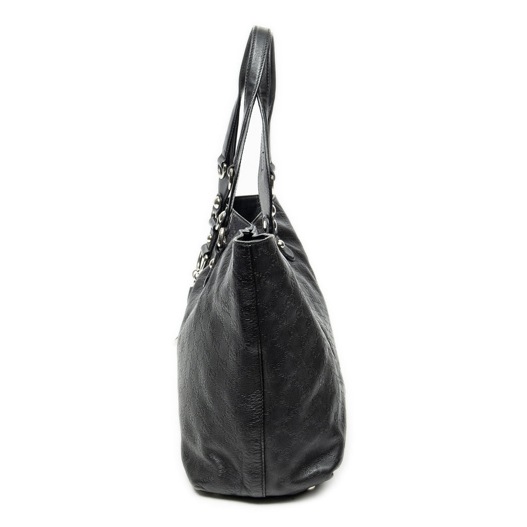 Shoulder Bag Icon Bit Tote Black Guccissima Leather