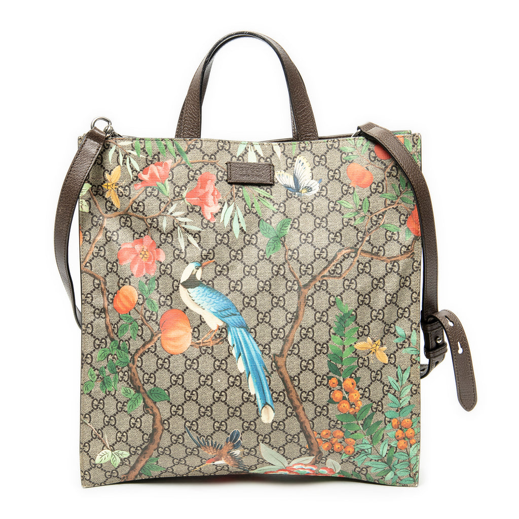 Shoulder Bag Vertical Shopping Tote Beige Tian Supreme Coated Canvas