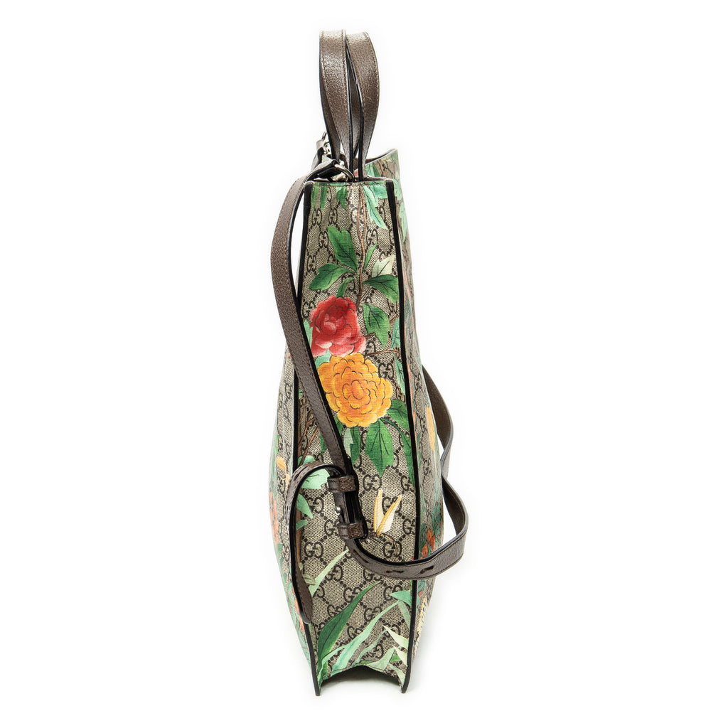 Shoulder Bag Vertical Shopping Tote Beige Tian Supreme Coated Canvas