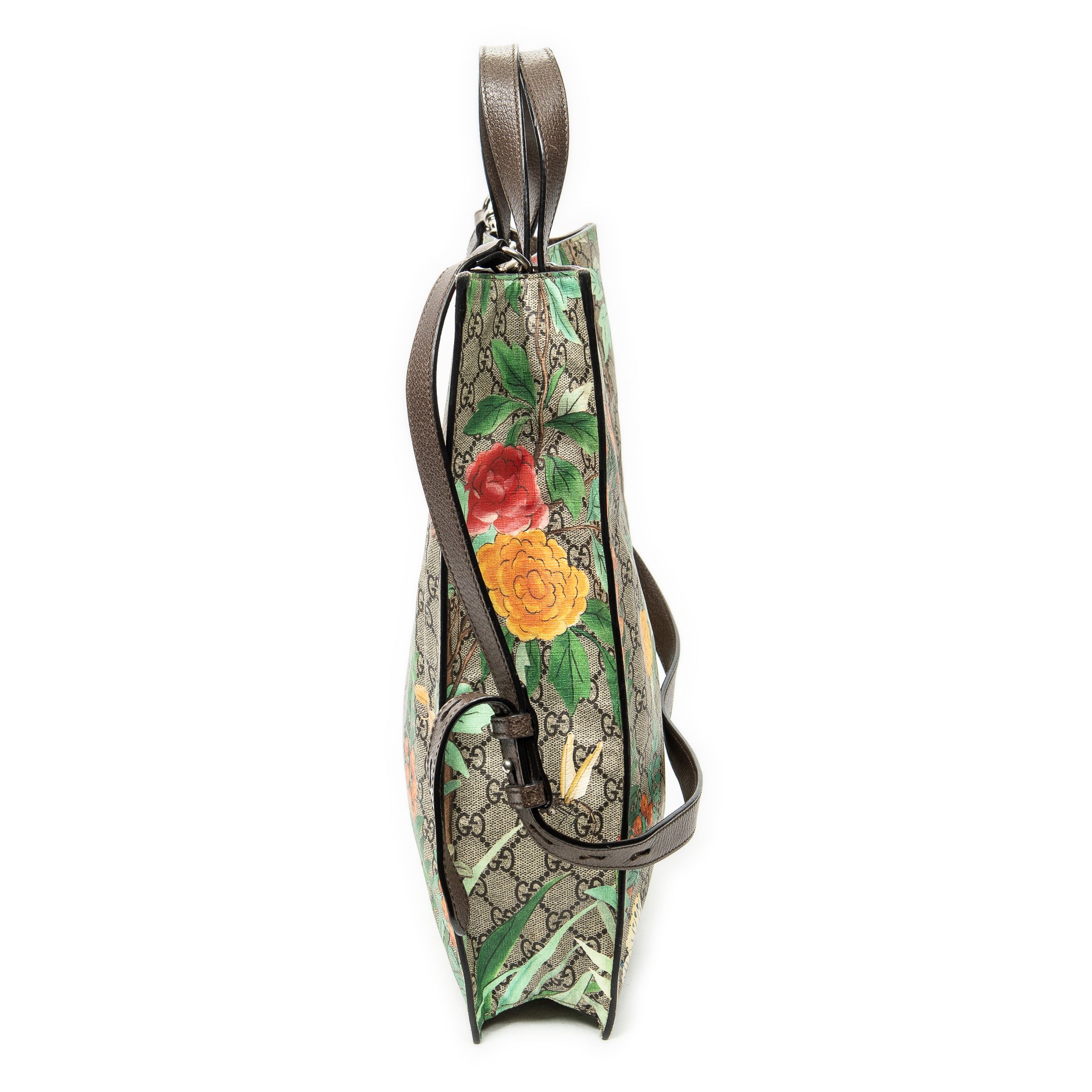 Shoulder Bag Vertical Shopping Tote Beige Tian Supreme Coated Canvas
