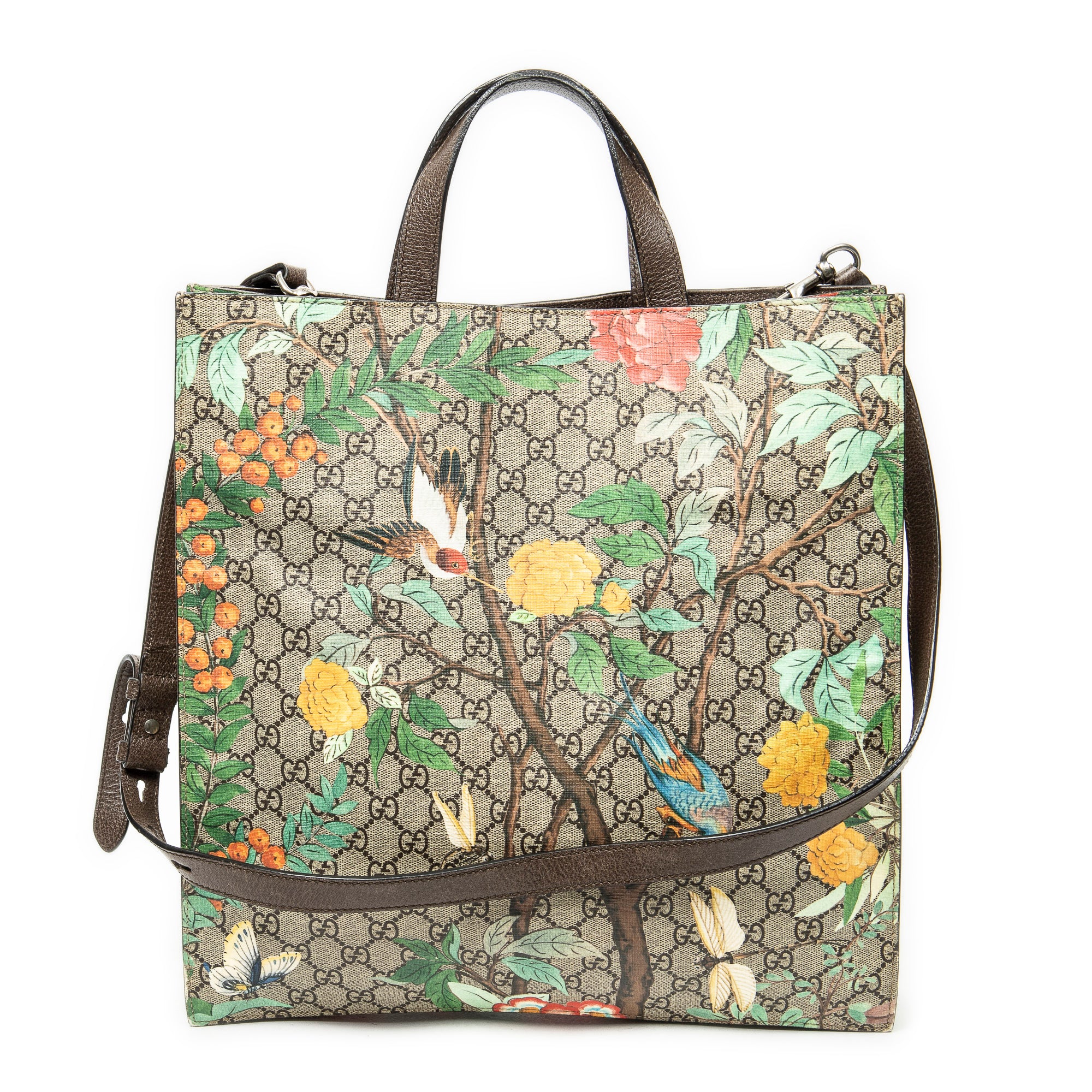 Shoulder Bag Vertical Shopping Tote Beige Tian Supreme Coated Canvas