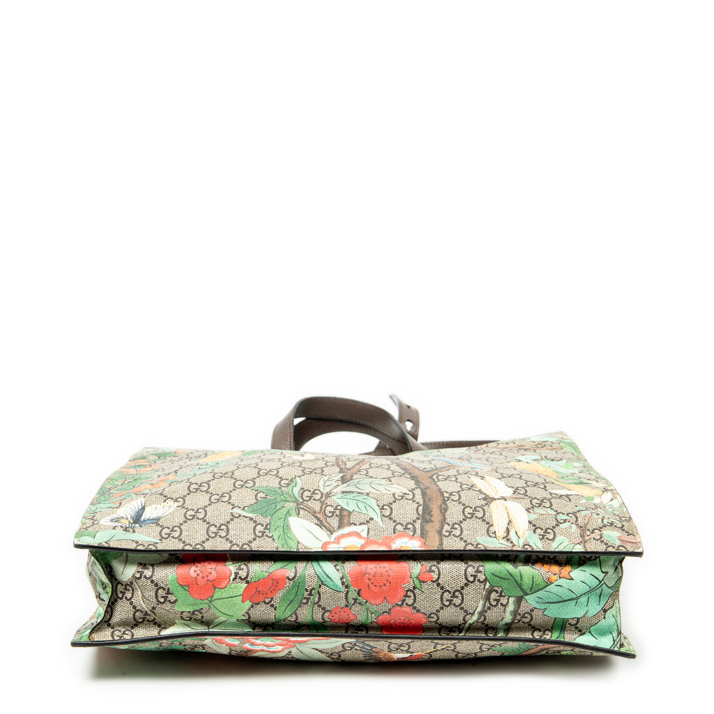 Shoulder Bag Vertical Shopping Tote Beige Tian Supreme Coated Canvas