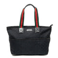 Shoulder Bag Web Large Diaper Tote Black Monogrammed Canvas