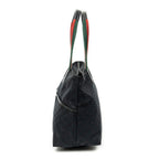 Shoulder Bag Web Large Diaper Tote Black Monogrammed Canvas
