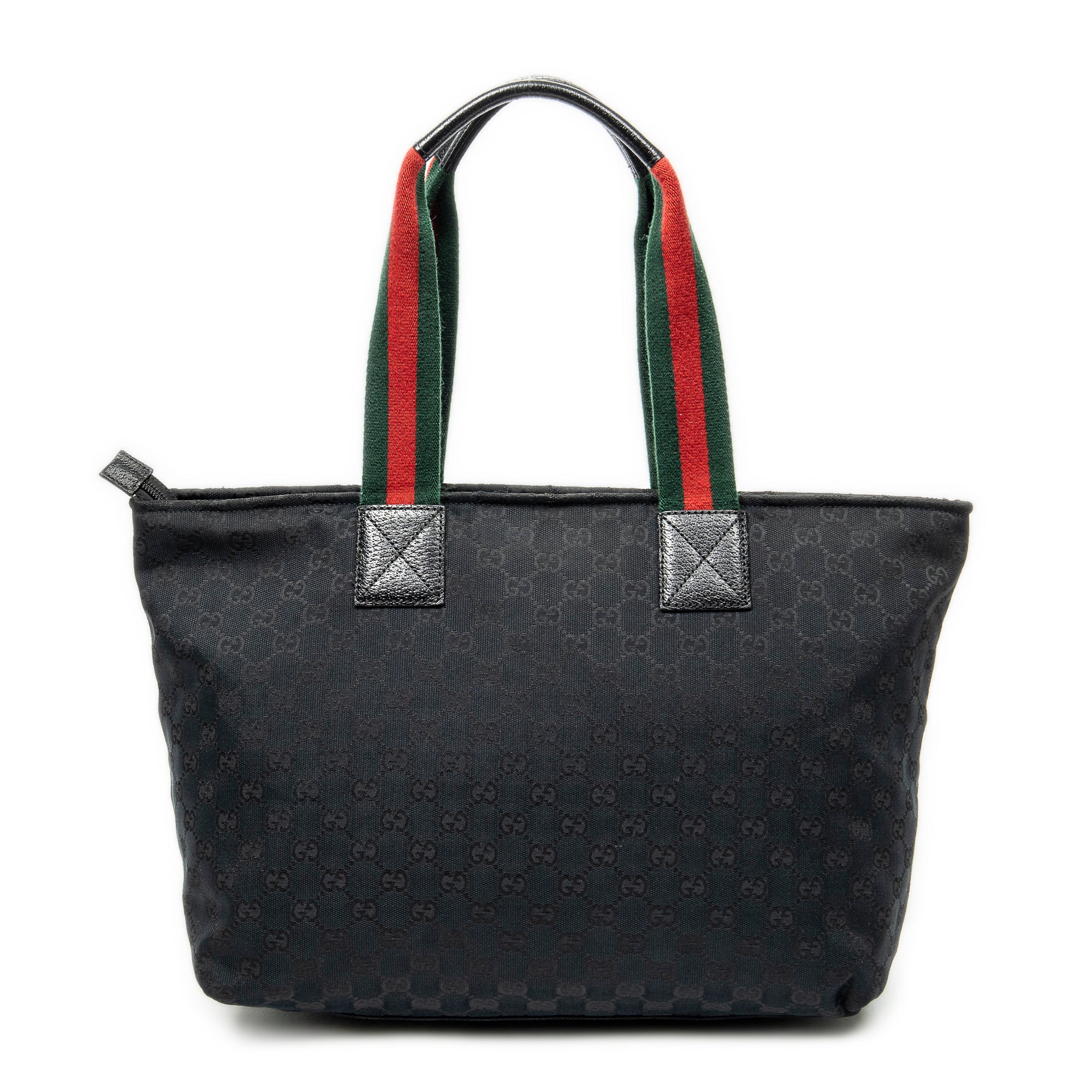Shoulder Bag Web Large Diaper Tote Black Monogrammed Canvas