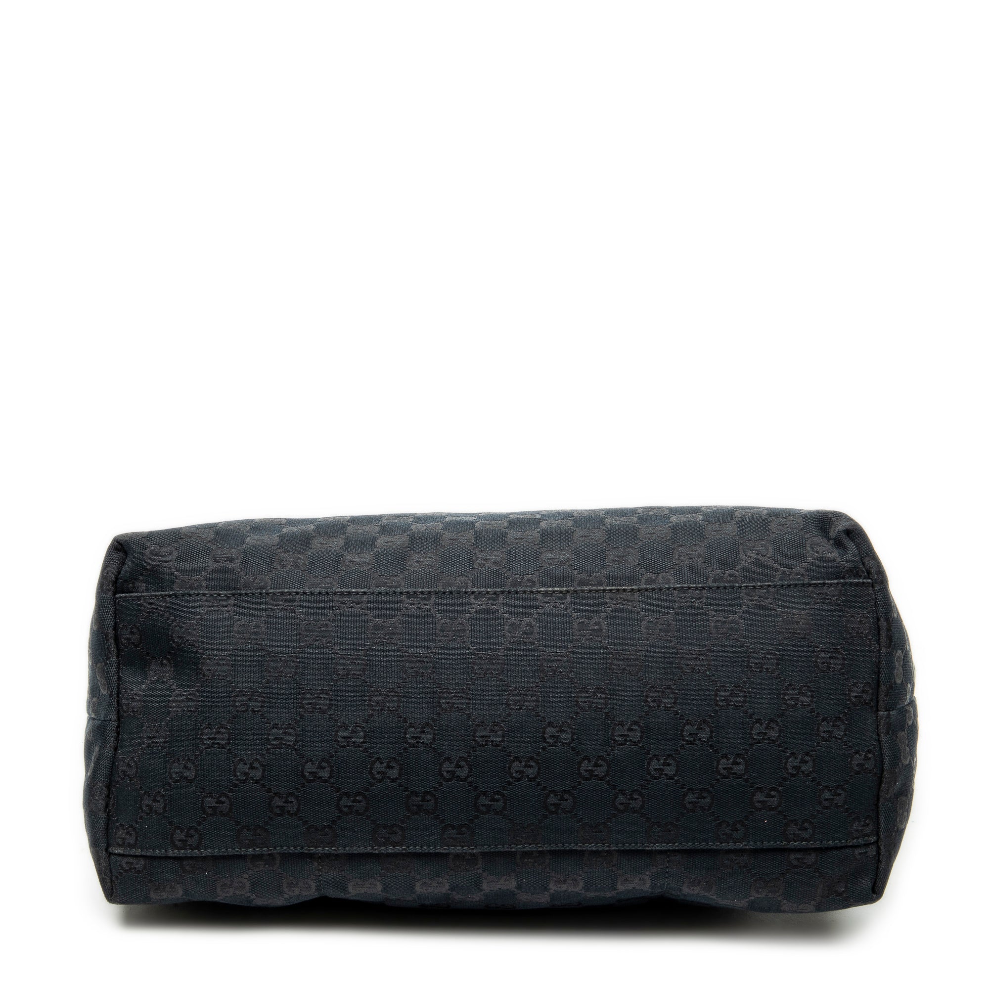 Shoulder Bag Web Large Diaper Tote Black Monogrammed Canvas