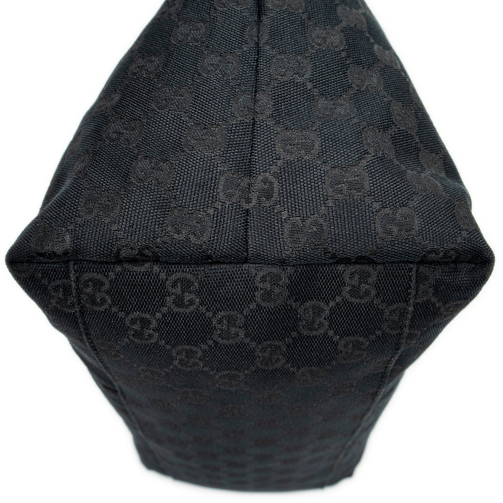 Shoulder Bag Web Large Diaper Tote Black Monogrammed Canvas
