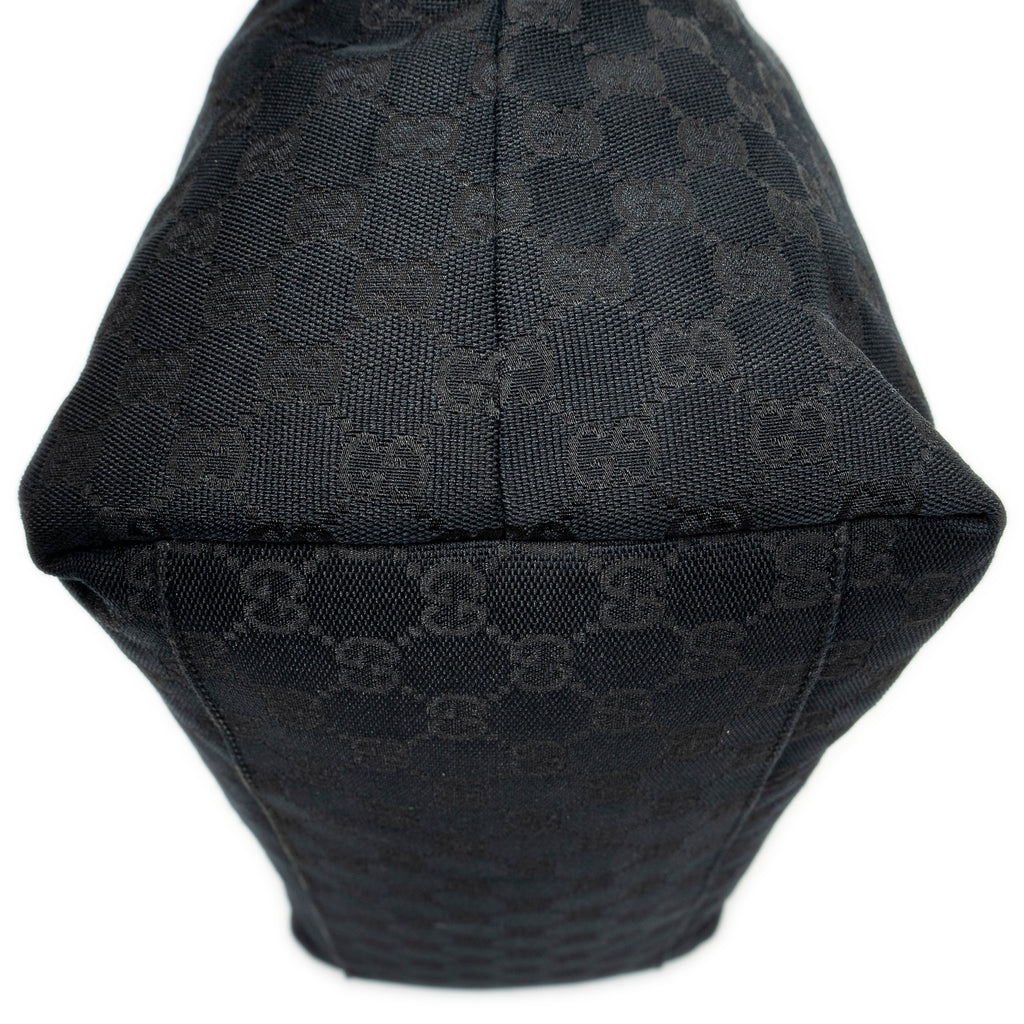 Shoulder Bag Web Large Diaper Tote Black Monogrammed Canvas