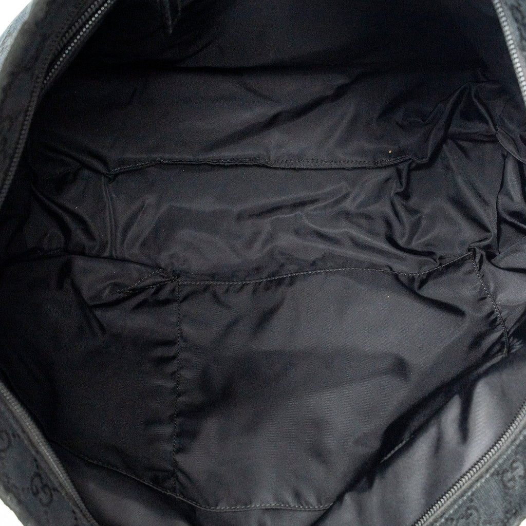 Shoulder Bag Web Large Diaper Tote Black Monogrammed Canvas