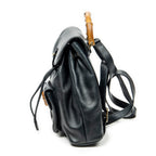 Backpack Mini Bamboo Backpack Black Calfskin Leather