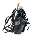 Backpack Mini Bamboo Backpack Black Calfskin Leather
