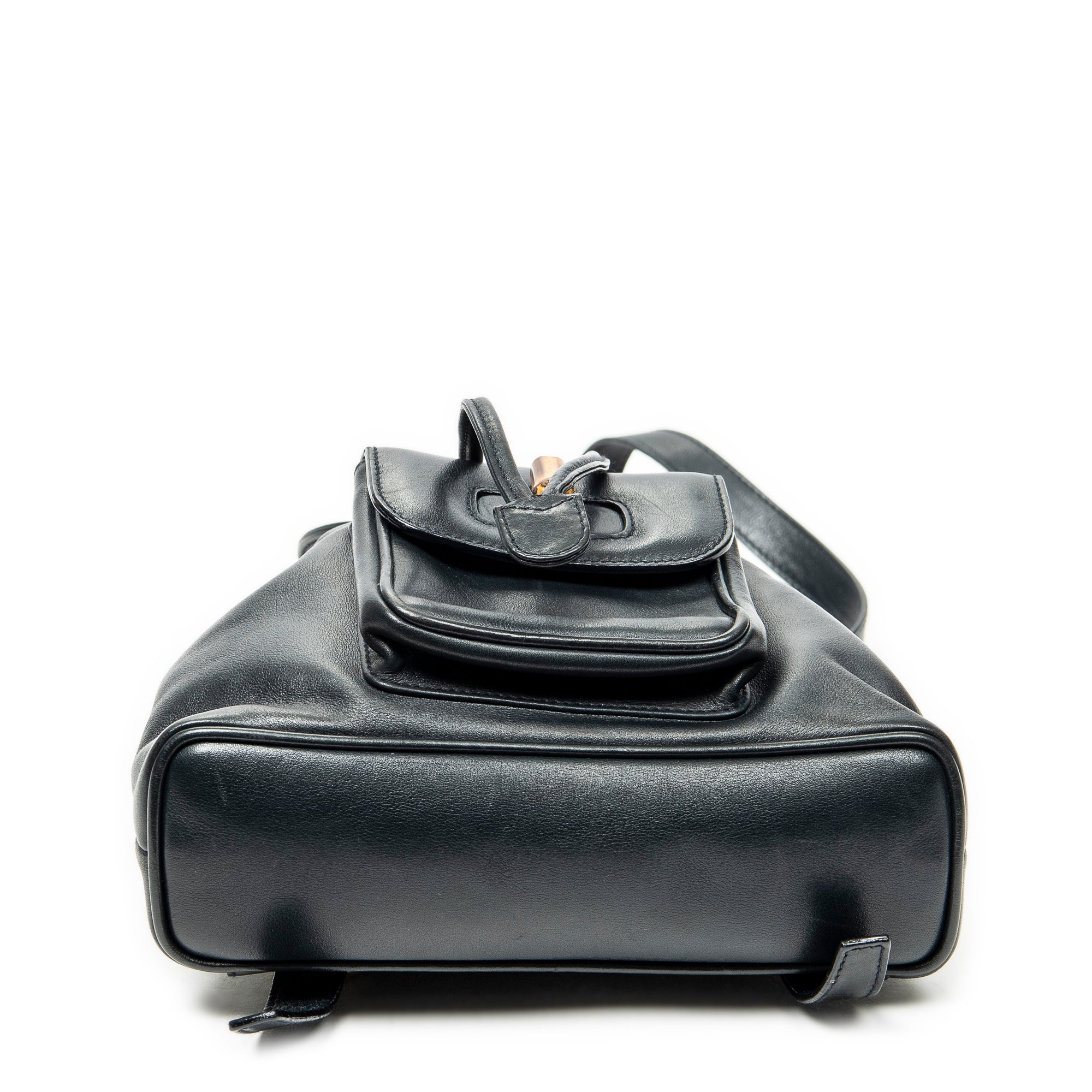 Backpack Mini Bamboo Backpack Black Calfskin Leather