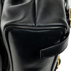 Backpack Mini Bamboo Backpack Black Calfskin Leather