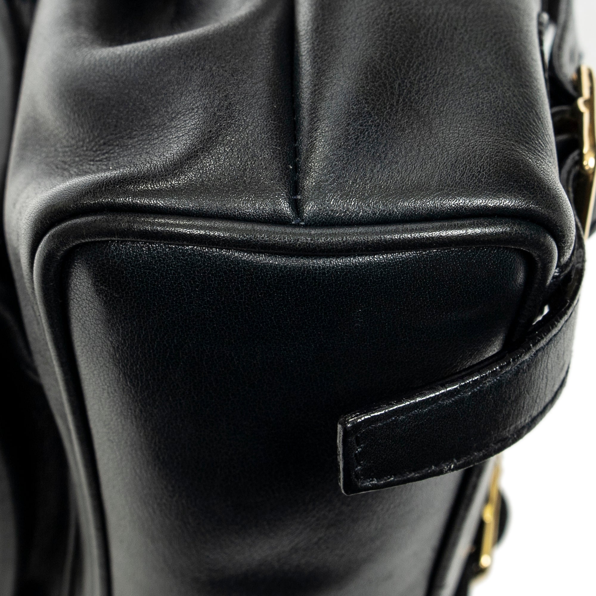 Backpack Mini Bamboo Backpack Black Calfskin Leather