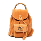 Backpack Mini Bamboo Backpack Orange Suede Leather