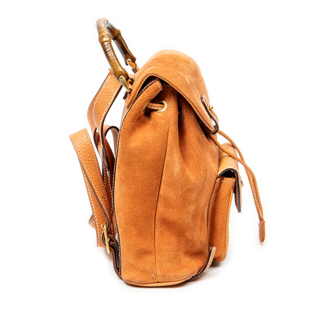 Backpack Mini Bamboo Backpack Orange Suede Leather