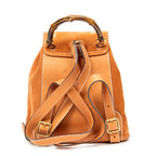 Backpack Mini Bamboo Backpack Orange Suede Leather