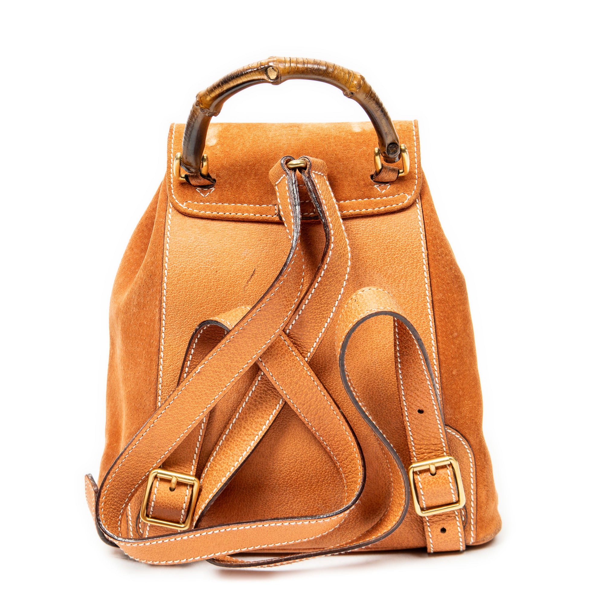 Backpack Mini Bamboo Backpack Orange Suede Leather