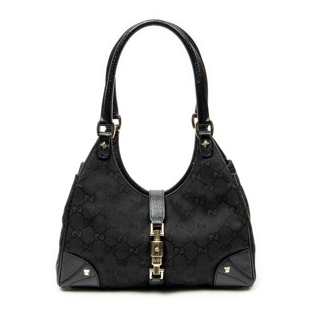 Shoulder Bag Nailhead Jackie Bardot Black Monogrammed Canvas