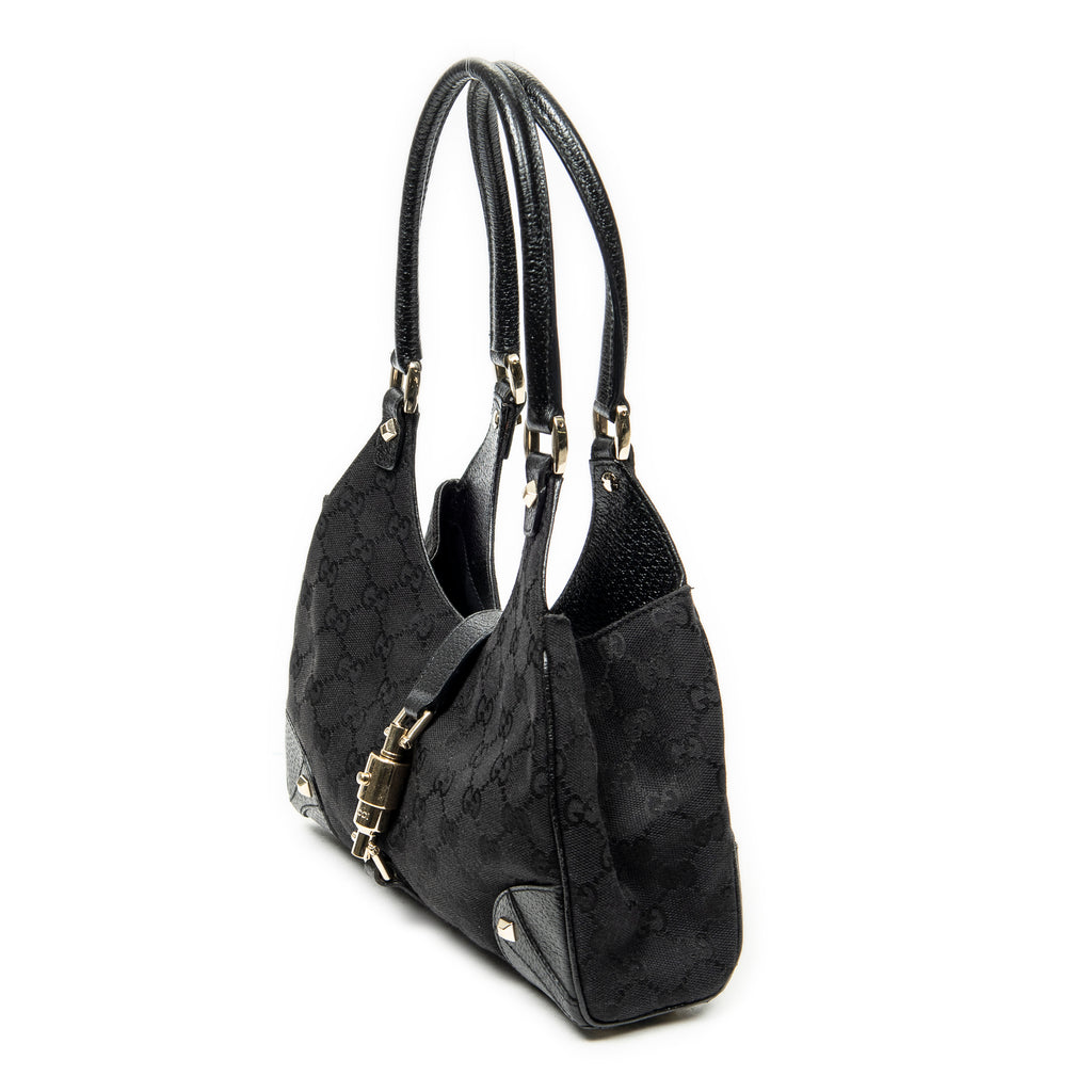 Shoulder Bag Nailhead Jackie Bardot Black Monogrammed Canvas